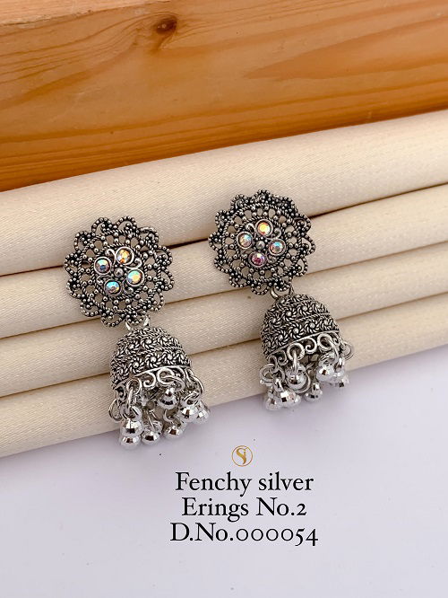 Designer Fancy Navaratri Special Silver Earrings 4 Wholesale Online
